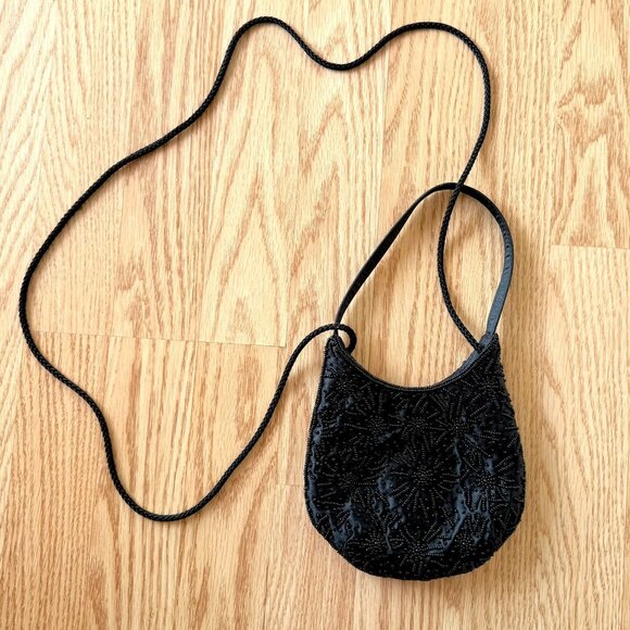 Small Vintage Black Beaded Satin Purse Evening Bag Item 17806 RN 15099 Pre 2006 - Picture 11 of 11